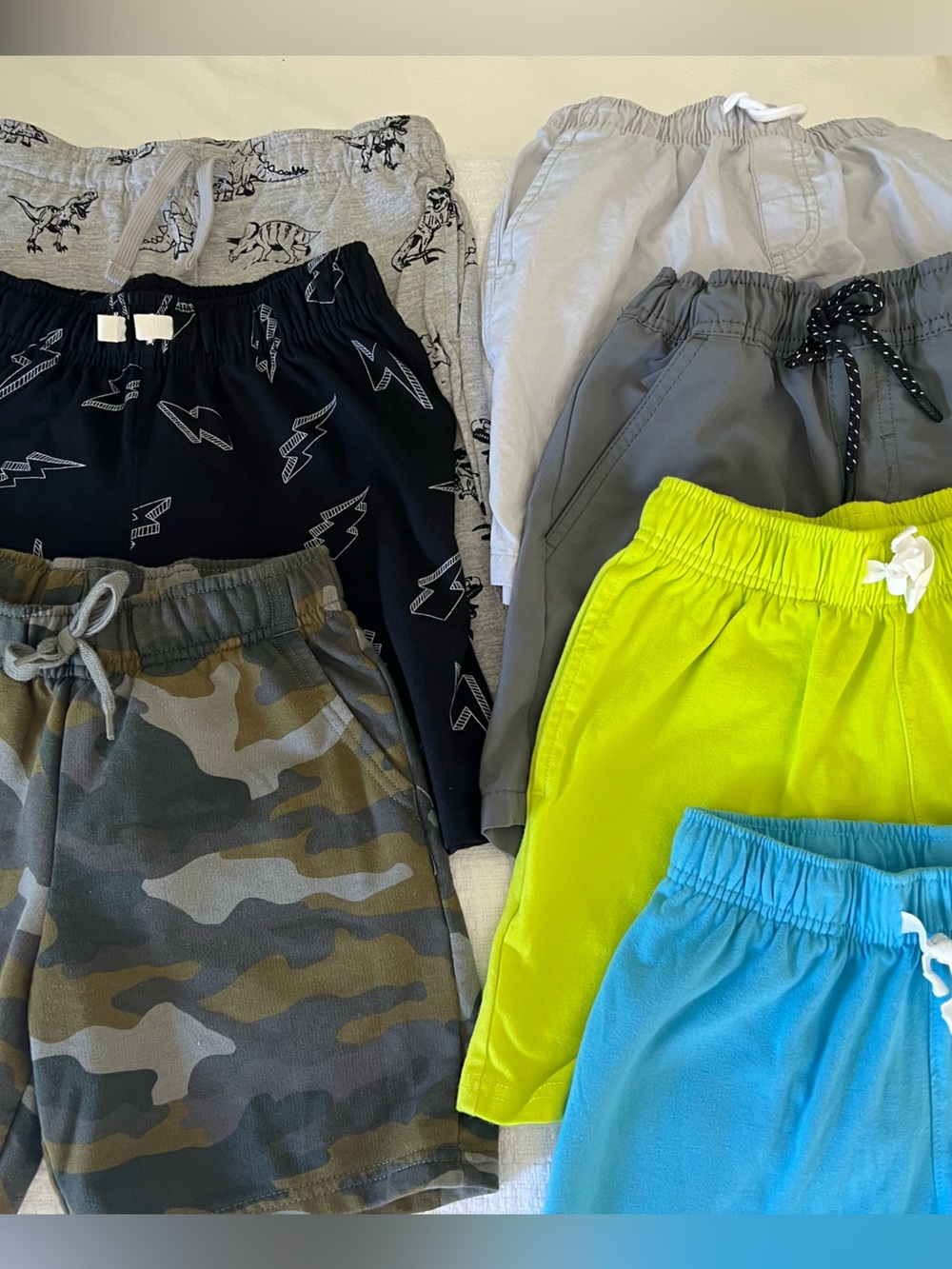Cat & Jack Boys Multi-Pack Shorts - Camouflage, Black, Gray, Neon Yellow, Blue